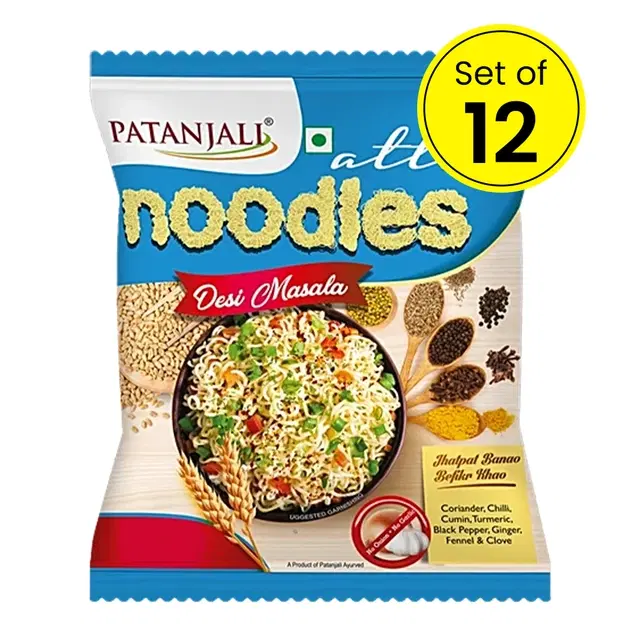 Patanjali Atta Noodles Desi Masala 12X60 g (Pack of 12)