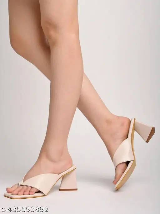 Solid Block Open Toe Heels Cream Size 12-13 Years