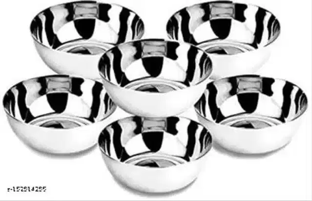 Stainless Steel Bowls, Silver, 300 ml, Pack of 6