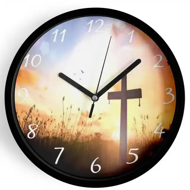 Plastic Jesus Printed Wall Clock, Multicolor, 10x10 Inches