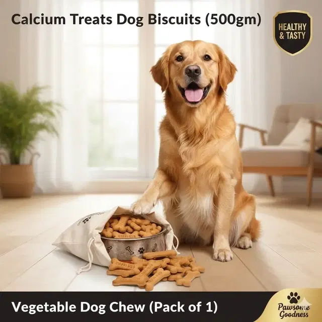 SAWAY Calcium Treats Dog Dry Biscuits ( 500 gm) Vegetable Dog Chew (Pack of 1)