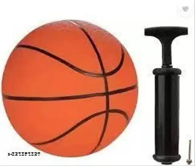 Synthetic Basket Ball with Air Pump, Multicolor, Set of 1
