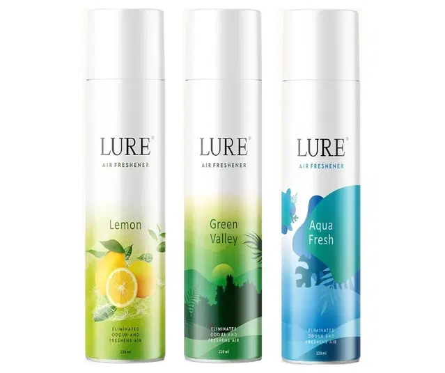 Combo of Aqua Fresh with Lemon & Green Valley Air Freshener, 220 ml, Pack of 3