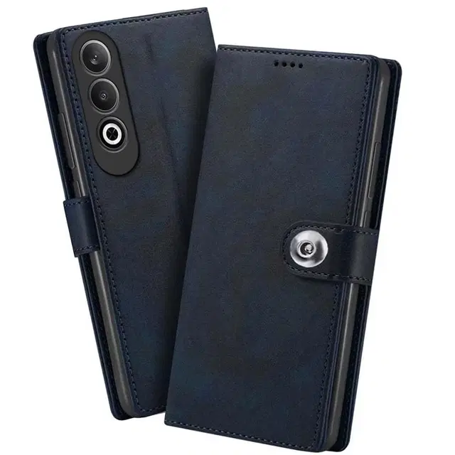 Artificial Leather Mobile Flip Cover for Oneplus Nord 5, Blue