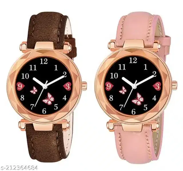 Analog Watch for Women, Pack of 2 (Multicolor)