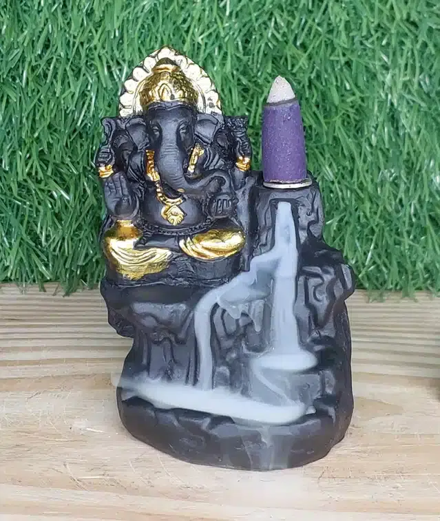 God Ganeshji Showpiece, Black & Gold, 4 inches