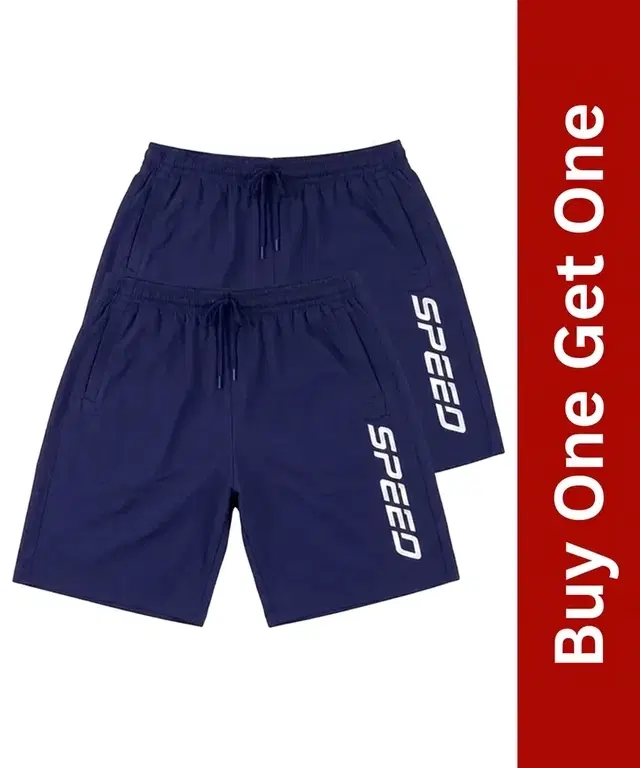 Polycotton Athletic Shorts for Men, Buy 1 Get 1, Blue, XL