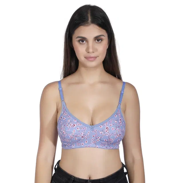 Poly Cotton Printed Non-Padded Bras for Women, Pack  of 2, Purple (36)