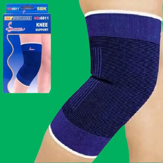 Polyester Solid Knee Sleeves for Women, Blue, Set of 1