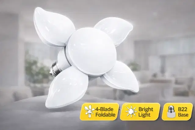 Foldable Led Flower Shape Bulb Cool White [4 Flap]  25 W