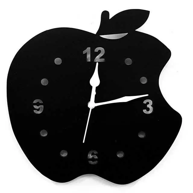 Jaipur Crafts Wooden Wall Apple Clock, Black, 11 Inch, N-5
