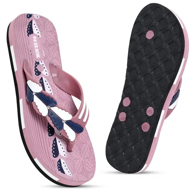 Solid Flip-flops for Women (Pink, 4)