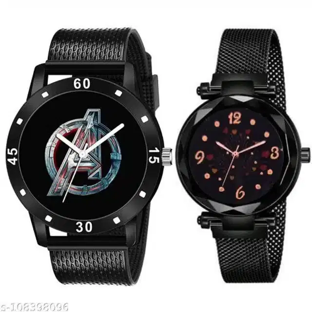 Couple Analog Watches, Set of 2 (Black)
