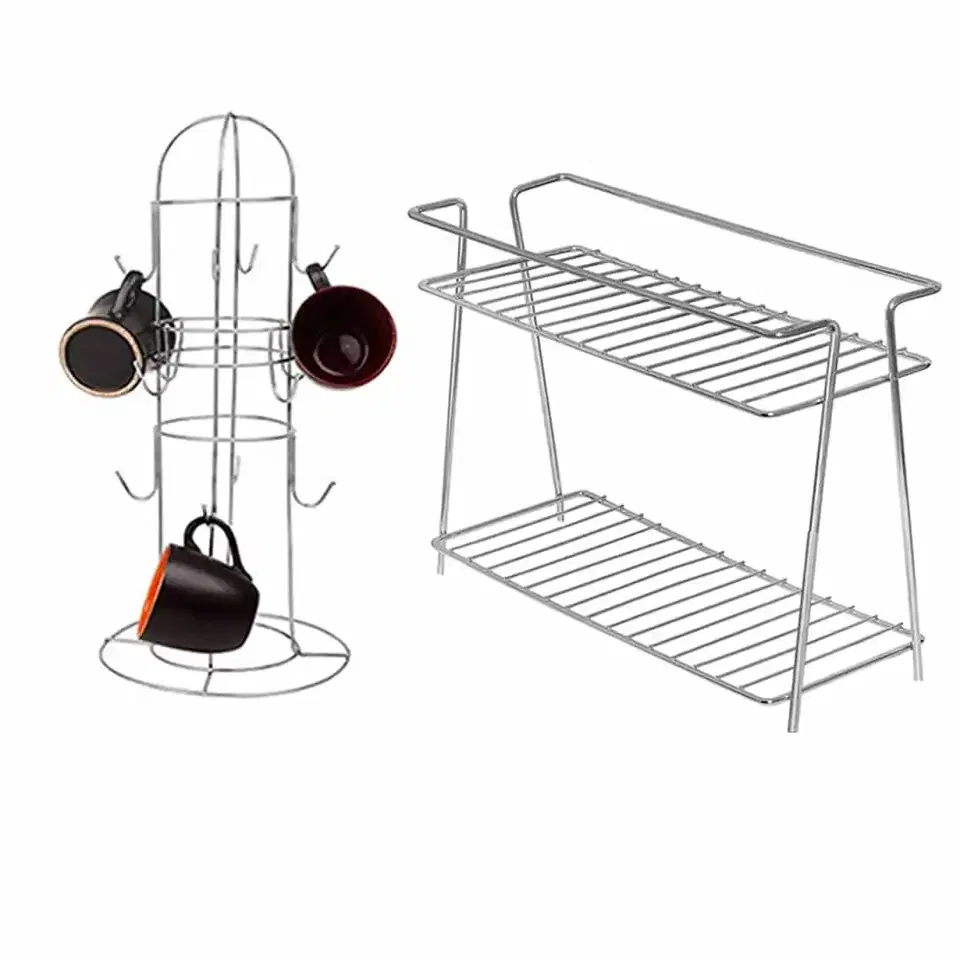 Oc9 Stainless Steel Spice Rack 2 Shelf & Cup Stand With Hook For Kitchen, Oc-273