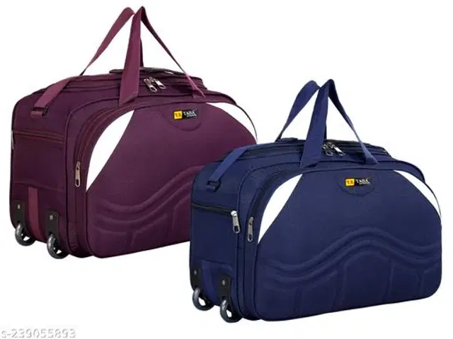 Polyester Duffel Bags, Purple & Blue, Pack of 2