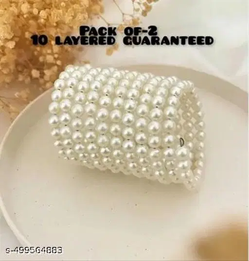 Stylish trending pearl combo pack of 2 bangle bracelet