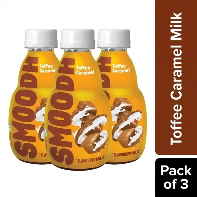Smoodh Toffee Caramel Flavoured Milk 3X150 ml - Pack of 3 (Bottle)
