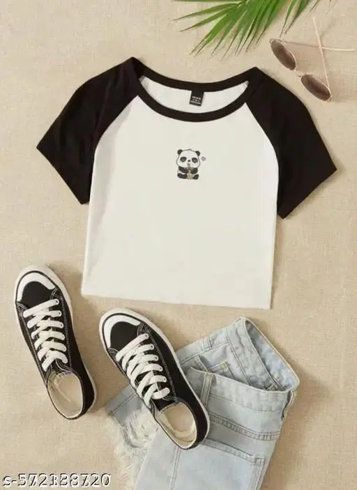 Cotton Blend Printed tops for Women, White (XS)