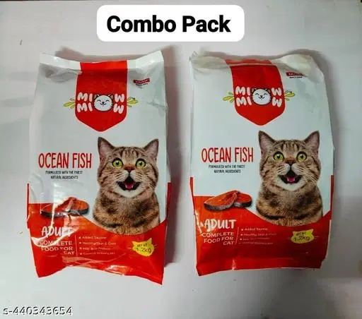 Taiyo Miow Miow Ocean Dry Fish Flavour Food for Cat, 1200 g, Pack of 2