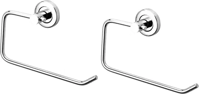 Stainless Steel Multipurpose Towel Ring with Wall Flange, Silver, Set of 2