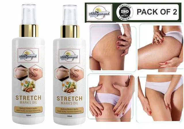Abhigamyah Present Repair Stretch Marks Removal Natural Heal Pregnancy Breast, Hip, Legs, Mark Oil, 100 ml, Pack Of 2, A-998