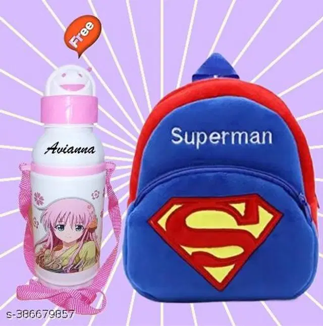Canvas Backpack with Sipper for Kids, Multicolor, Set of 2