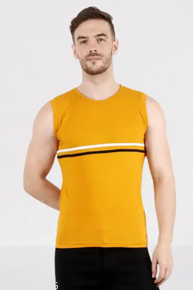 Sleeveless Vest for Men (Yellow, L)
