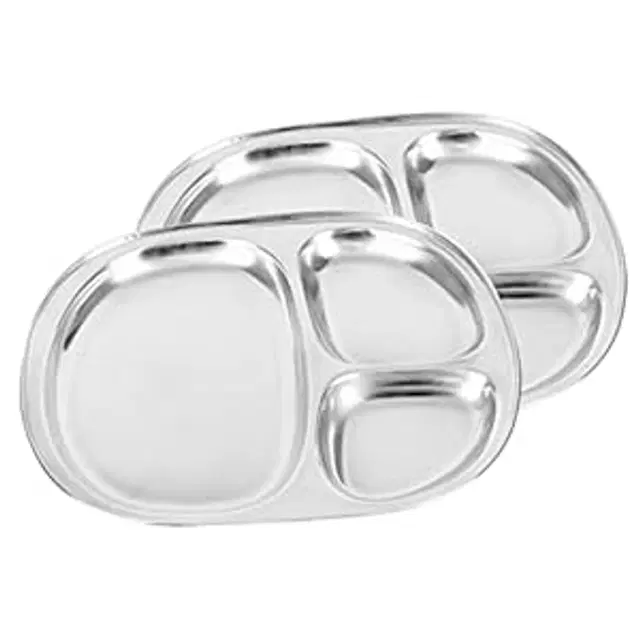 MS WORLD 3 Partition Steel Plate, Oval, Pack Of 2