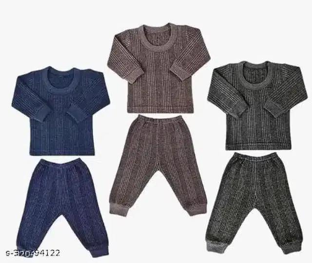 Cotton Thermal Set for Kids, Set of 3 (Multicolor, 6-9 Months)