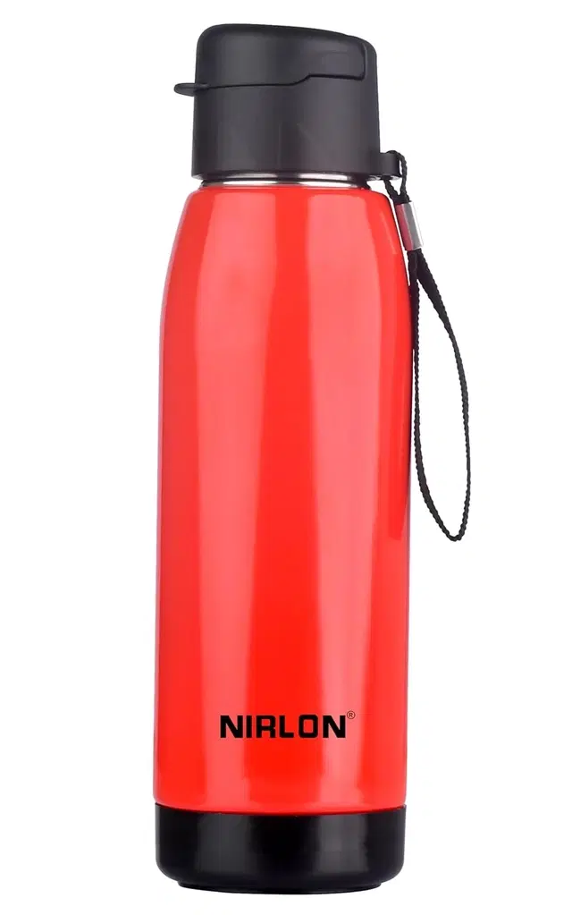 Nirlon Electro Pu Insulated Stainless Steel Inner Side Set Of 1, 750Ml, Break Proof, Leak Proof, Hot & Cold Water Bottle For Home| School | Office | Gym | Hiking | Travel Bottle (Red)