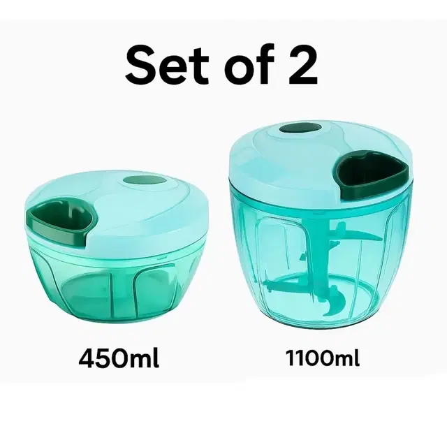 2 Pc Combo Set of Manual Vegetable Chopper 450ml & 1100ml (Assorted)