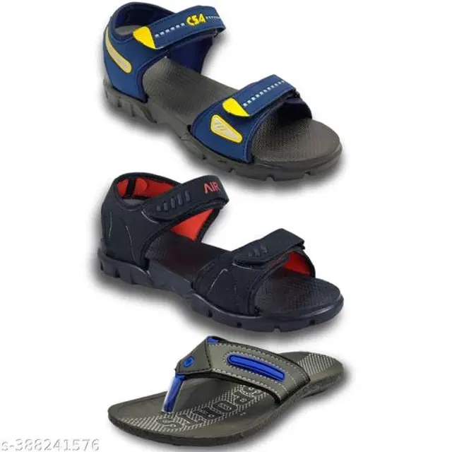 Sandals with Flipflop for Men, Pack of 3 (Multicolor, 6)
