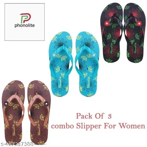Slippers for Women, Multicolour, Pack of 3 (5)
