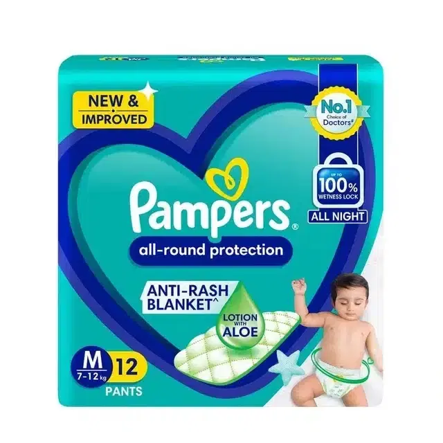 Pampers Diaper Medium (Pack Of 12 )