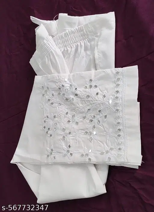 Cotton Solid Pant for Women, White (S)