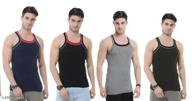 Cotton Vests for Men, Pack of 4 (Multicolor, XS)