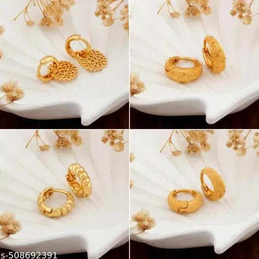 Gold-Plated Earrings/Studs/Bali Combo For Women'S/Girls