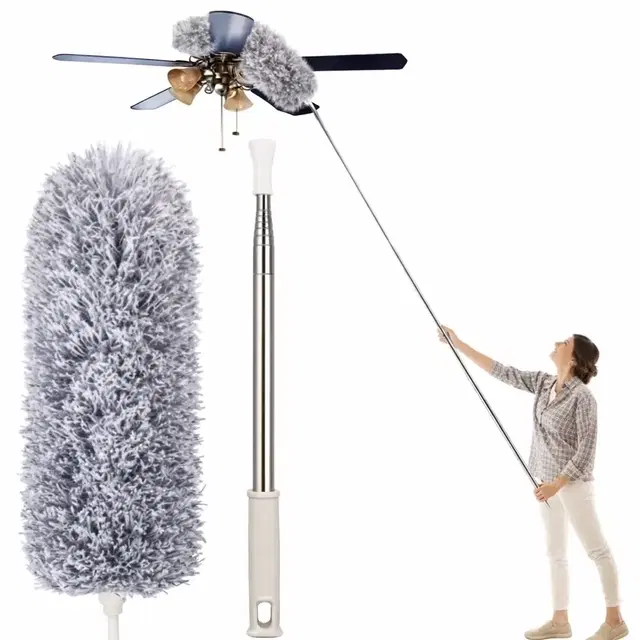 Duster with Extension Pole Cleaner for Home, Grey, Set of 1