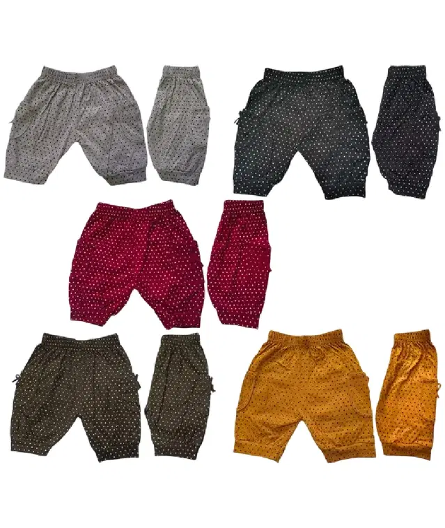 Cotton Printed Shorts for Kids, Pack of 5 (Multicolor, 6-9 Months)