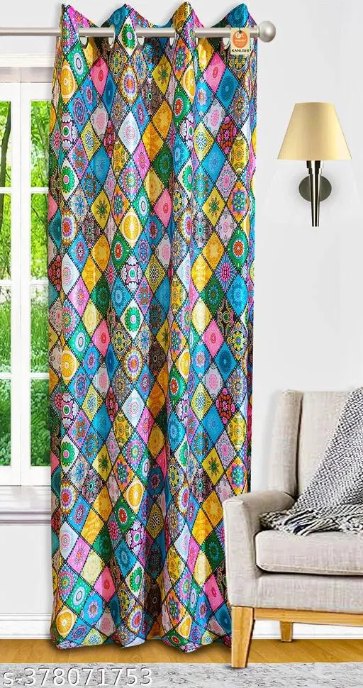 KANUSHI Industries® 1 Pieces Washable Polyster Eyelet Door Curtain (CUR-DIG-B-7FEET-1PCS)…