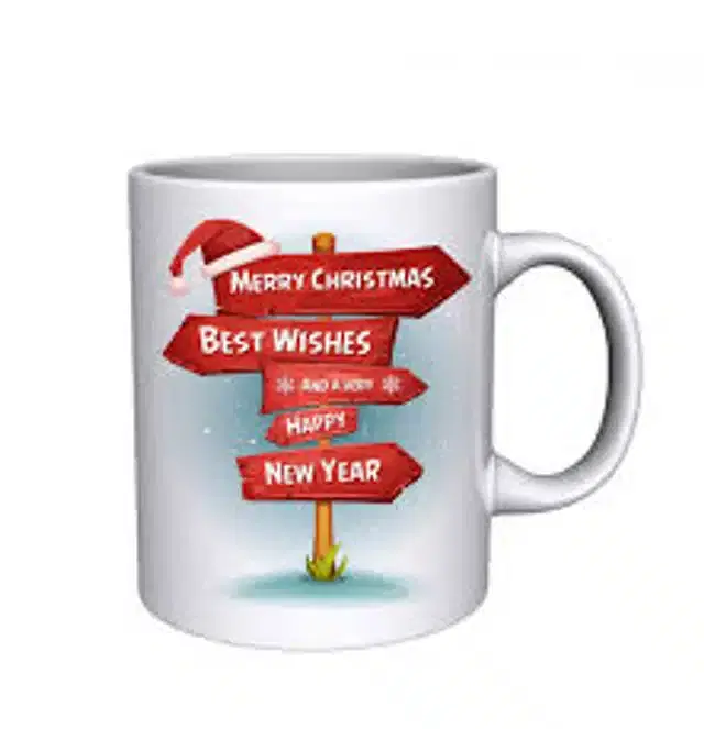 Ceremic Printed Coffee Mug, White, 350 ml