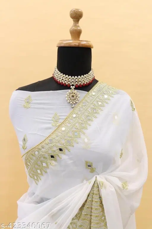 White Saree for Women (White)
