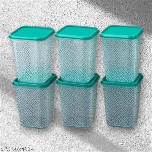 Plastic Storage Containers, Green, Pack of 6 (1000 ml)