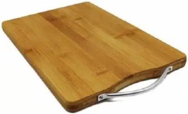 Wooden Vegetable Cutting Board with Stainless Steel Handle, Brown, 20x15 cm