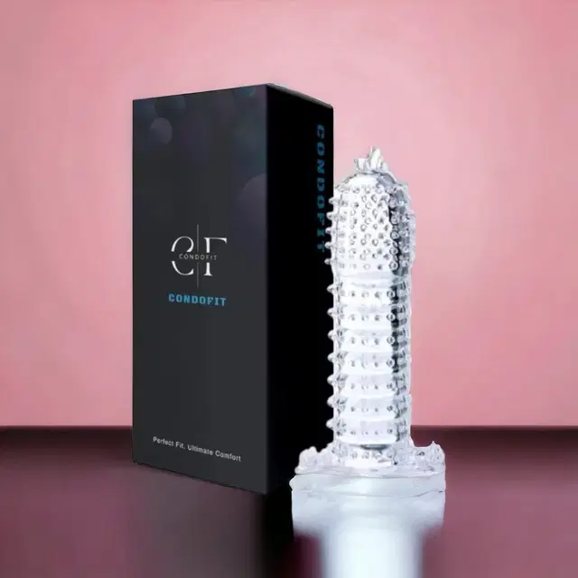 Crystal Dotted Reusable Condom for Men, Transparent