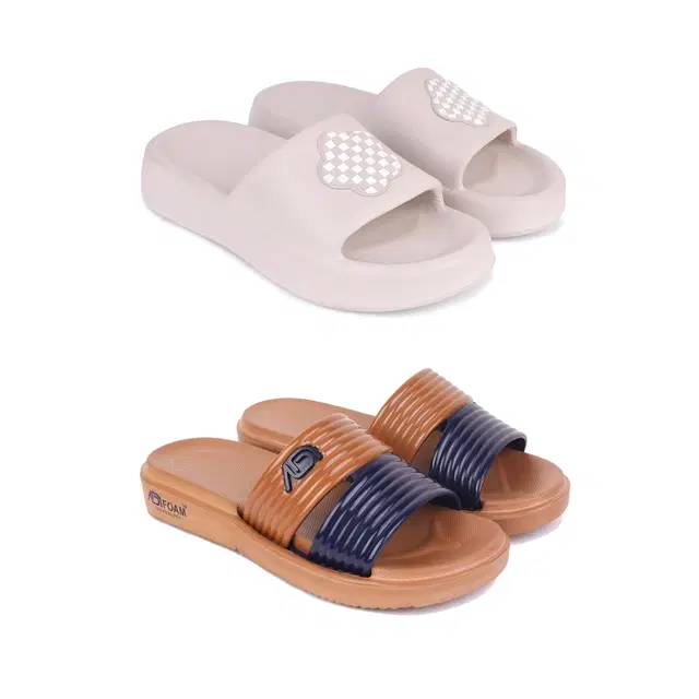 Sliders for Women, Set of 2 (Multicolor, 6)