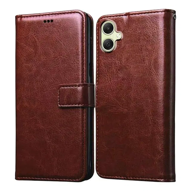 Artificial Leather Mobile Flip Cover for Samsung Galaxy A07 5G (Brown)