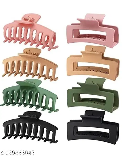 Plastic Hair Clutcher for Women & Girls, Pack of 8 (Multicolor)