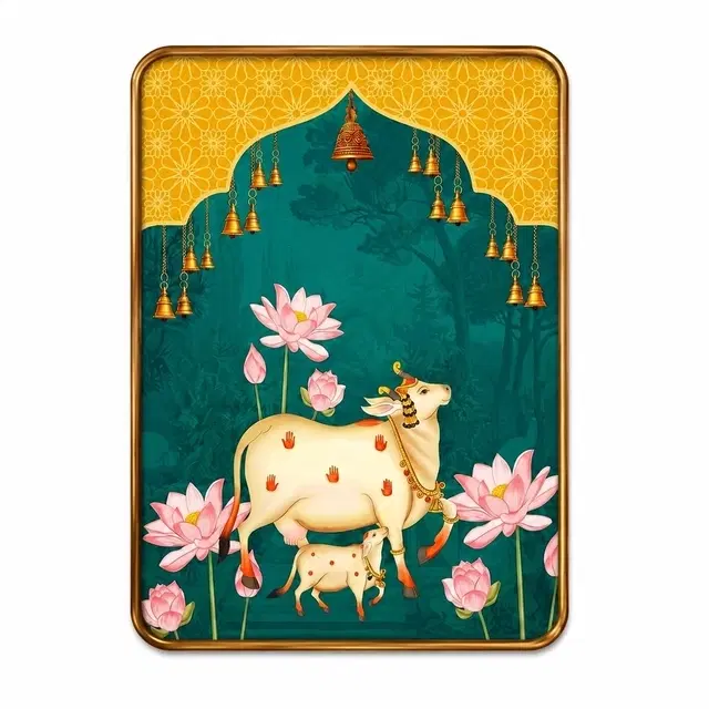 KC Arts Kamdhenu Cow Wall Art Wall Hanging 12x18in