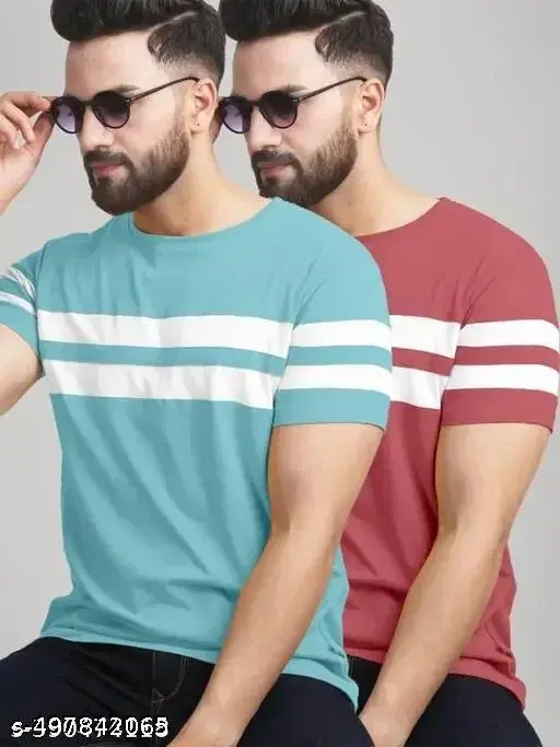 Cotton Blend T-shirt for Men, Multicolour, Pack of 2 (XXS)